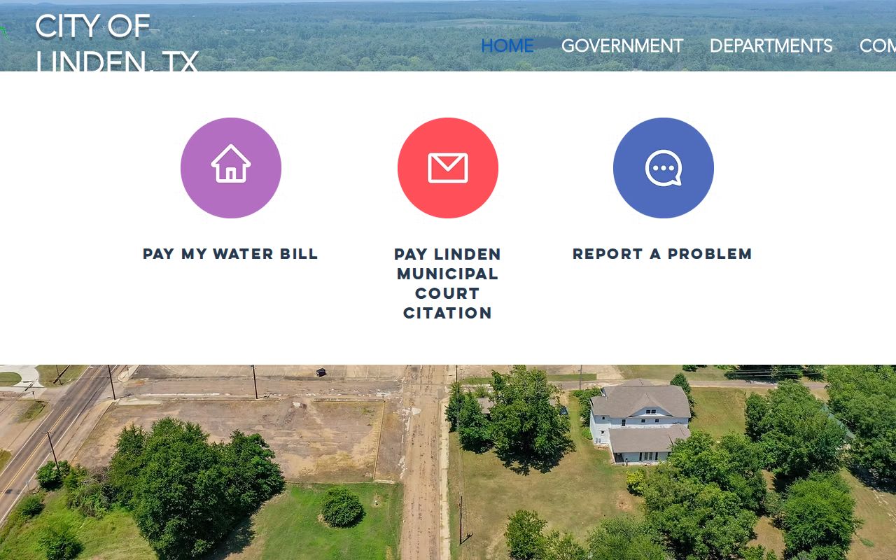 Linden official city website with municipal court navigation